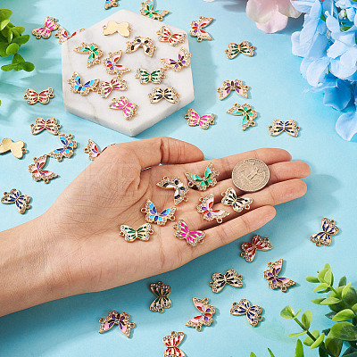 48Pcs 12 Styles Alloy Enamel Connector Charms ENAM-TA0001-59-1