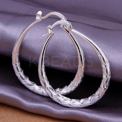 Women Big Earrings Silver Color Plated Brass Fancy Cut teardrop EJEW-BB11707-1
