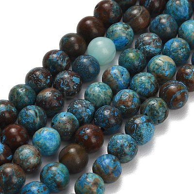 Natural Chrysocolla Beads Strands G-C289-B02-6mm-1