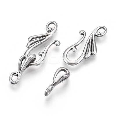 Tibetan Style Alloy Hook and Eye Clasps PALLOY-R134-04-RS-1