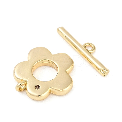 Brass Micro Pave Clear Cubic Zirconia Toggle Clasps LS-KK-K391-19G-1