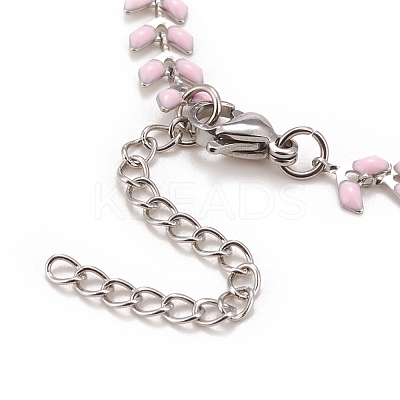 Enamel Wheat Link Chain Necklace NJEW-P220-02P-03-1