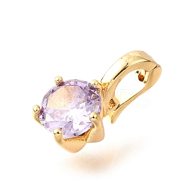 Brass Micro Pave Cubic Zirconia Charms KK-D356-05F-G-1
