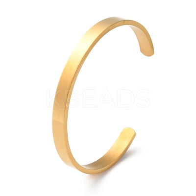 304 Stainless Steel Plain Cuff Bangles for Women BJEW-P344-01A-G-1