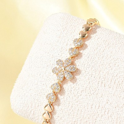Brass Micro Pave Cubic Zirconia Link Chain Bracelets KK-R217-48G-1
