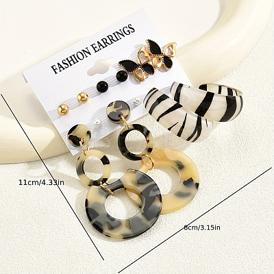 6 Pairs Vintage Acrylic Striped Earring Sets ER7111-1
