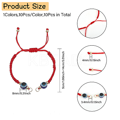10Pcs Adjustable Braided Nylon Thread Link Bracelet Making AJEW-CA0003-89-1