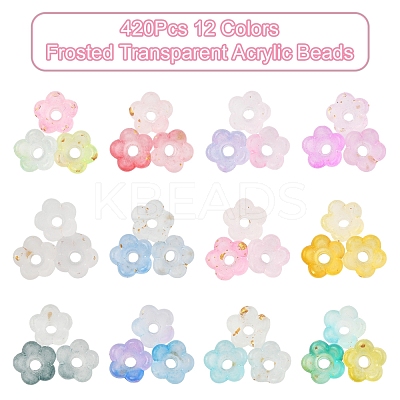 19.2G 12 Colors Frosted Transparent Acrylic Beads OACR-FS0002-18-1