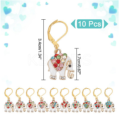 10Pcs Alloy Rhinestone Pendant Stitch Markers HJEW-NB00049-1