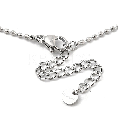 304 Stainless Steel Cubic Zirconia Teardrop & Flat Round Bib Ball Chain Necklaces for Women NJEW-F328-11P-01-1