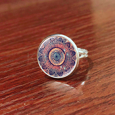 Glass Mandala Flower Finger Ring MAND-PW0001-37J-1