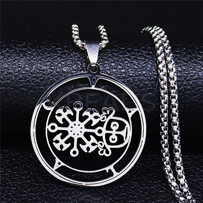 201 Stainless Steel Sigil of Volac/valak Pendant Necklaces LS-NJEW-H065-15P-1