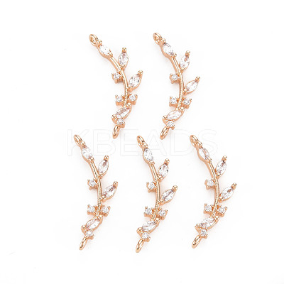 Rack Plating Brass Micro Pave Clear Cubic Zirconia Links Connectors KK-T060-53-RS-1
