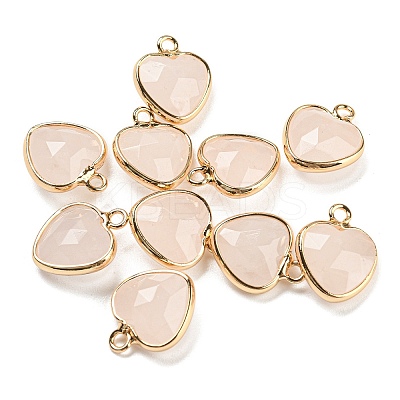 Natural Rose Quartz Faceted Heart Charms G-Q006-07G-09-1