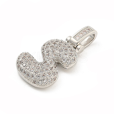 Brass Micro Pave Clear Cubic Zirconia Pendants KK-B099-01P-S-1