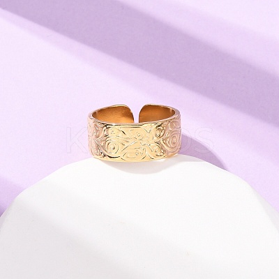 304 Stainless Steel Open Cuff Rings for Women RJEW-K309-25G-1