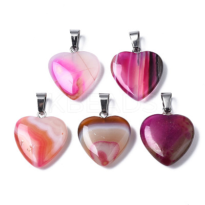 Natural Banded Agate/Striped Agate Pendants X-G-T122-24A-1