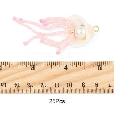 Natural Shell & Glass Pearl Big Pendants PALLOY-FS00031-1