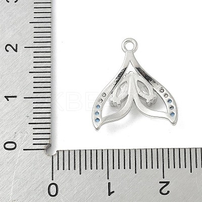 Brass Pave Light Sky Blue and Clear Cubic Zirconia Sea Animal Connector Charms LS-KK-M326-07C-P-1
