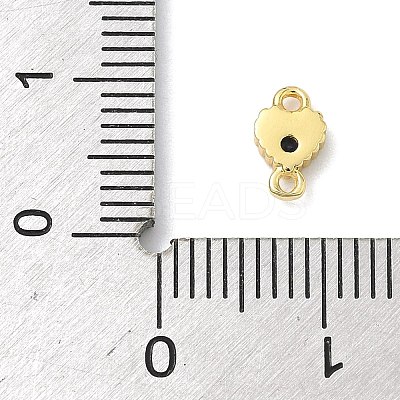 Brass Pave Cubic Zirconia Heart Connector Charms KK-G548-18G-1