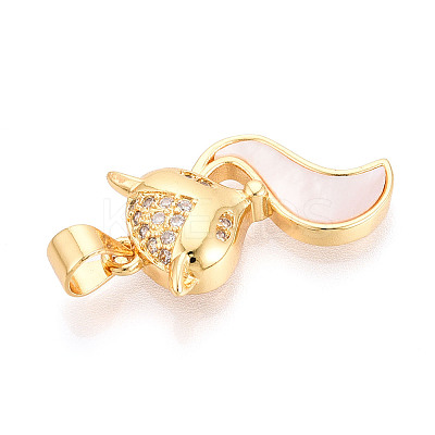 Brass Micro Pave Clear Cubic Zirconia Pendants KK-N268-15G-1