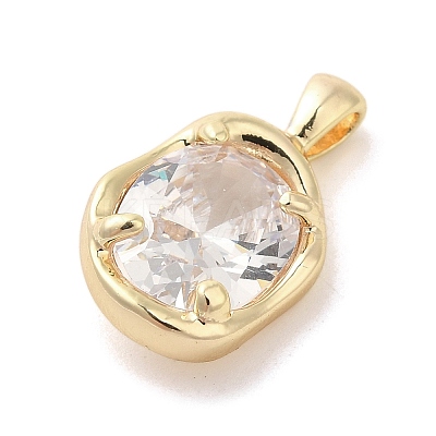 Golden Brass Micro Pave Cubic Zirconia Pendants LS-KK-U031-02G-01-1