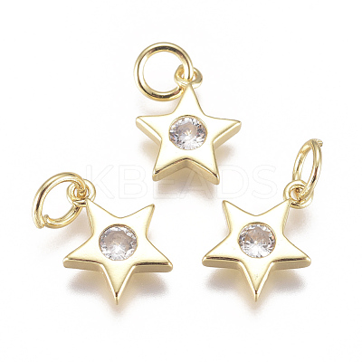 Brass Micro Pave Cubic Zirconia Charms X-ZIRC-F111-09G-08-1