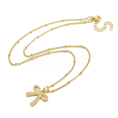Brass Micro Pave Clear Cubic Zirconia Pendant Necklaces LS-NJEW-M220-05A-G-1
