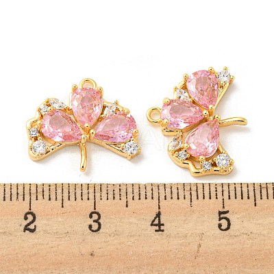 Real 18K Gold Plated Ginkgo Biloba Brass Micro Pave Cubic Zirconia Pendants KK-Q809-24G-01-1