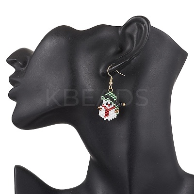 304 Stainless Steel Glass Christmas Theme Dangle Earrings EJEW-MZ00527-03-1