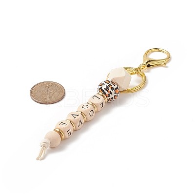 LOVE Wooden Beaded Pendant Keychain KEYC-JKC00461-1