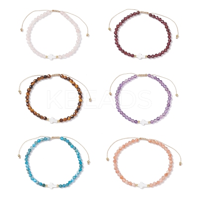 Natural Mixed Gemstone Beaded Braided Bead Bracelets for Women BJEW-JB12211-1