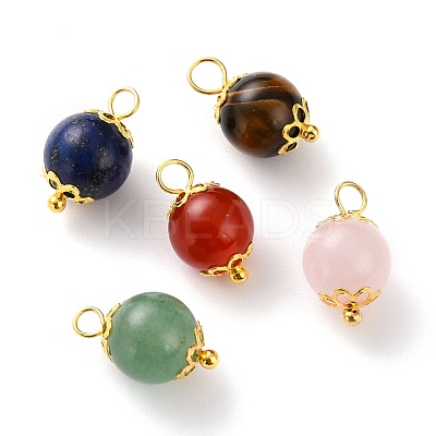 Natural Lapis Lazuli & Red Agate & Green Aventurine & Rose Quartz & Tiger Eye Pendants PALLOY-JF00580-1