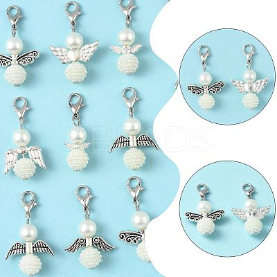 14Pcs 7 Styles ABS Plastic Imitation Pearl Pendant Decorations HJEW-FS00042-02-1-1