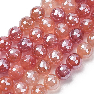 Electroplated Natural Agate Beads Strands G-B191-A07-10mm-15-1