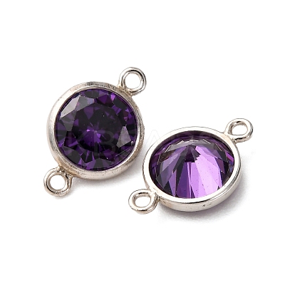 925 Streling Silver Pave Cubic Zirconia Birthstone Connector Charms STER-NH0001-80P-12-1