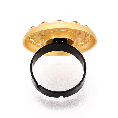 Adjustable Alloy & Iron & Rhinestone Bezel Cup Ring Base with Rotatable Tray MAK-T012-10G-1