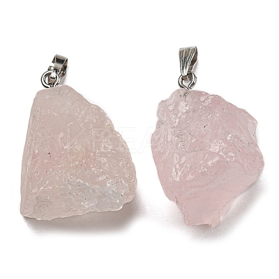 Raw Rough Natural Rose Quartz Pendants G-M405-02P-01-1