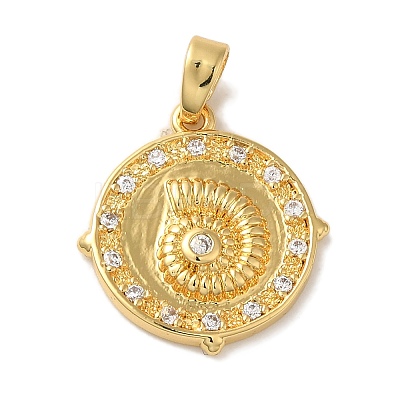Rack Plating Brass Micro Pave Cubic Zirconia Pendant KK-U027-15G-1