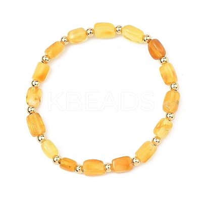 Natural Amber Cuboid Beads Stretch Bracelets for Women Men BJEW-JB13639-01-1
