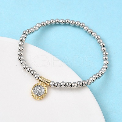 Brass Oval Charms Bracelets BJEW-B148-03A-03-1