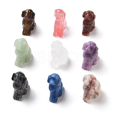 Natural & Synthetic Gemstone Carved Dog Figurines DJEW-L023-A-1