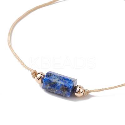 Natural Mixed Gemstone Column Braided Bead Bracelet BJEW-JB09762-1