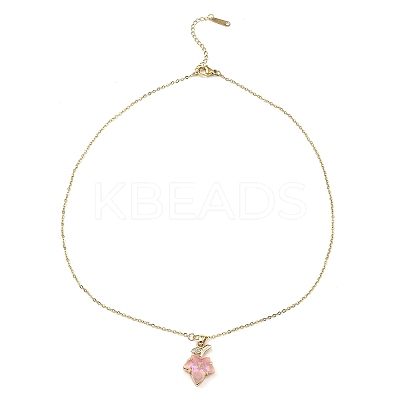 Maple Leaf Light Gold Brass Micro Pave Cubic Zirconia Pendant Necklaces NJEW-E105-14KCG-01-1