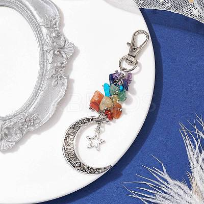 Natural & Synthetic Mixed Gemstone Chip Pendant Decorations HJEW-JM01685-02-1