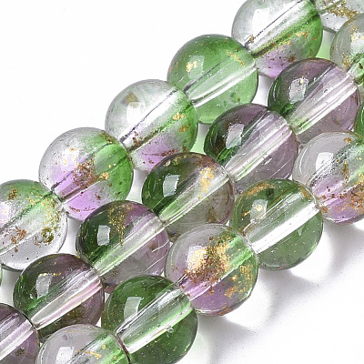 Transparent Spray Painted Glass Bead Strands GLAA-N035-03B-B01-1