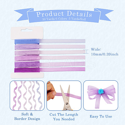 30 Yards 6 Colors Polyester Ribbon OCOR-TAC0028-06D-1