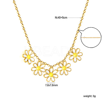 304 Stainless Steel Enamel Flower Bib Necklaces FS-WG58DA2-01-1