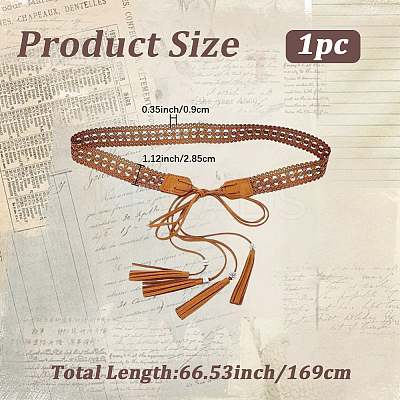 Bohemian Imitation Leather Tassel Wrap Chain Belts AJEW-WH20033-096AS-C-1