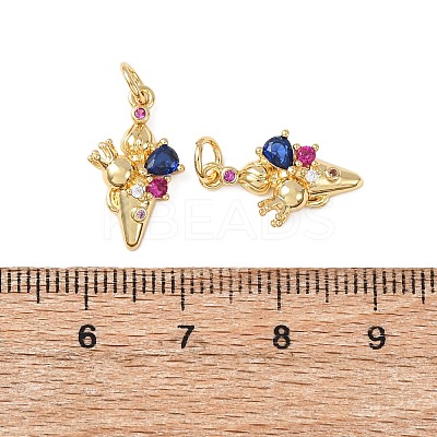 Brass Micro Pave Cubic Zirconia Pendants KK-C143-04G-1